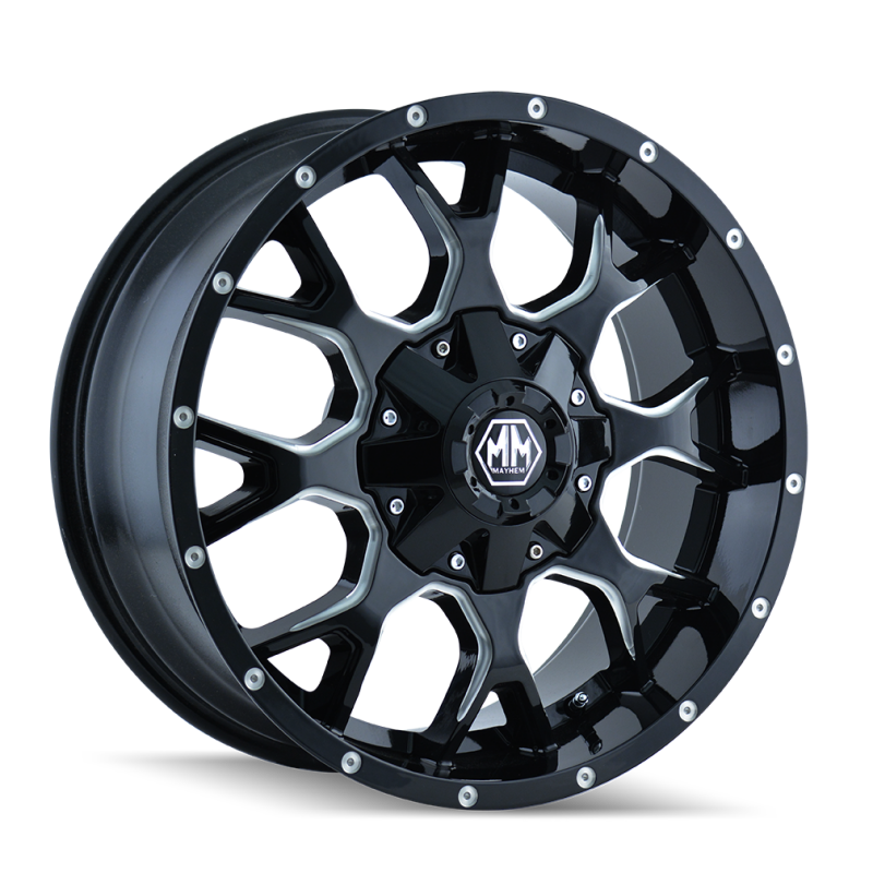 Mayhem 8015 Warrior 18x9 / 8x170 BP / -12mm Offset / 125.2mm Hub Gloss Black Milled Wheel