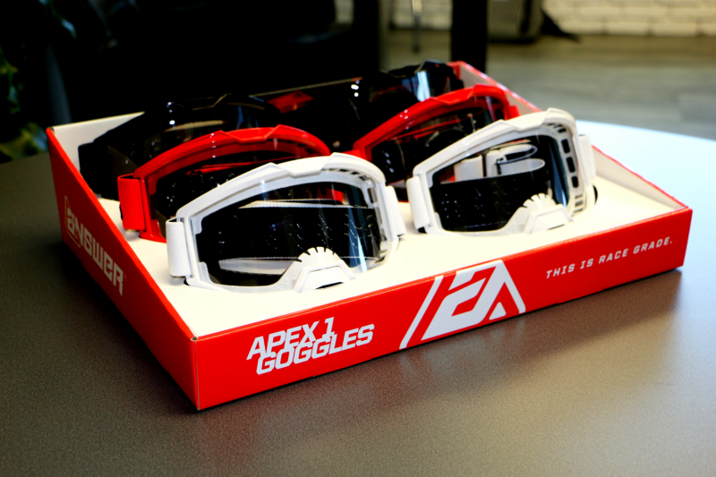 Answer Apex 1 Goggle Assortment with Display - 2 each of Black, White, Red