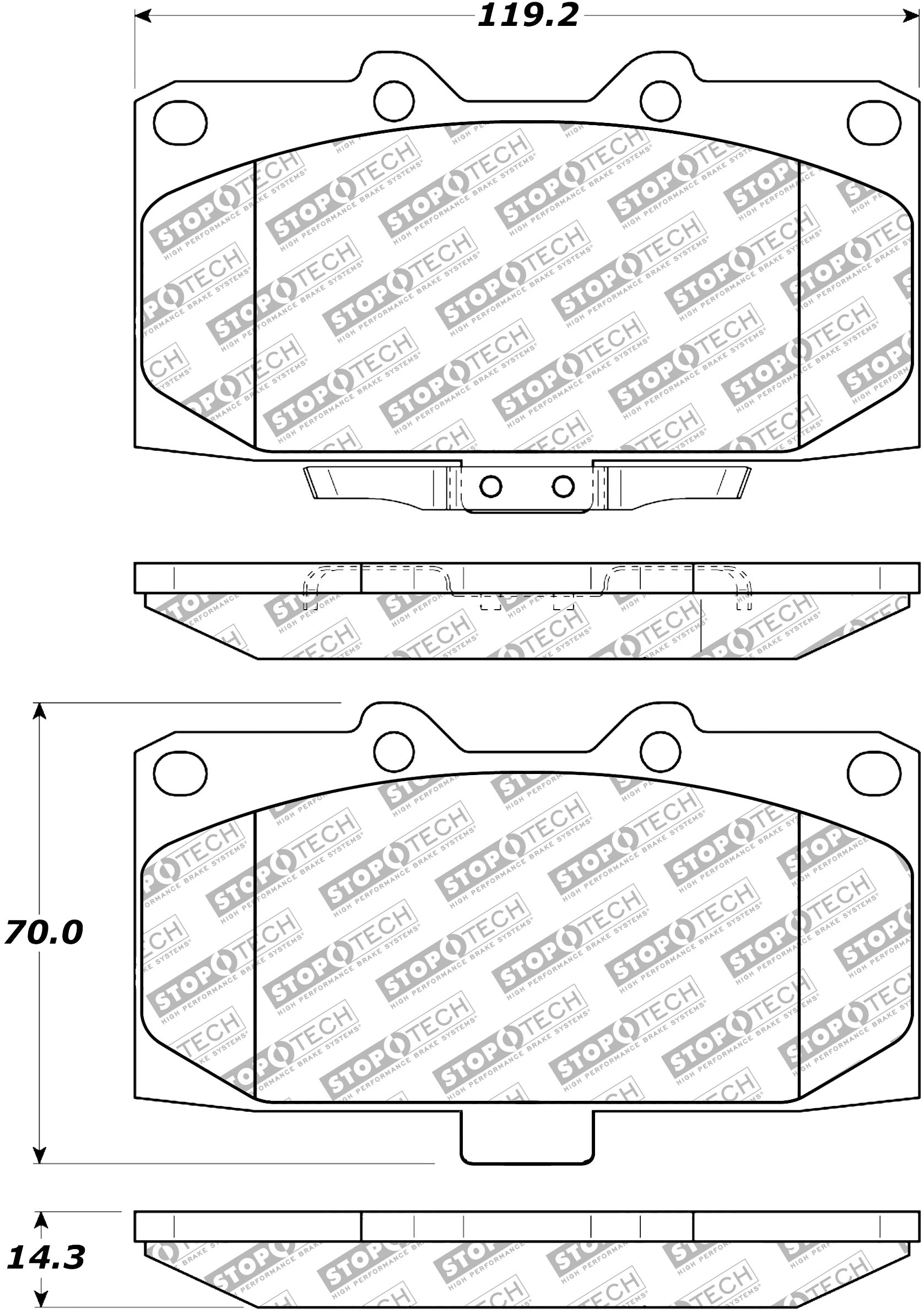 STOPTECH 305.11820 Front Street Select Brake Pads with Hardware SUBARU Impreza 2006-2007 Photo-1 