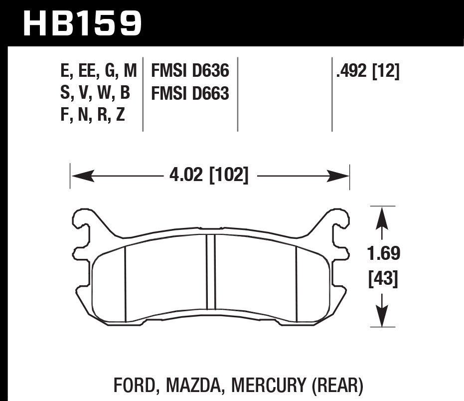 HAWK HB159D.492 Rear Brake Pads ER-1 Endurance Racing for MAZDA Miata Base 1.8L 1994-2005 Photo-2 