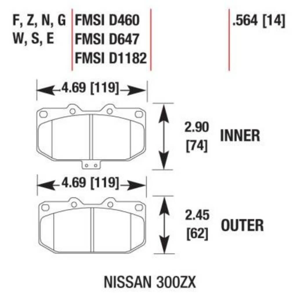 HAWK HB178F.564 Front Brake Pads HPS for SUBARU Impreza WRX / NISSAN 300 ZX Photo-2 