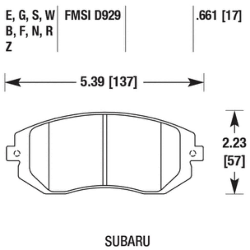 HAWK HB432F.661 Front Brake Pads HPS for SUBARU Impreza WRX 2007-2008 / Legacy 2002-2012 Photo-5 