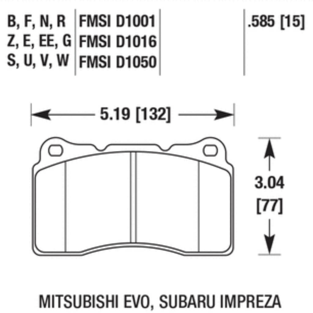 HAWK HB453F.585 Front Brake Pads HPS for SUBARU Impreza WRX STI 2004-2015 / MITSUBISHI Lancer EVO 5-10 2003-2014 Photo-3 