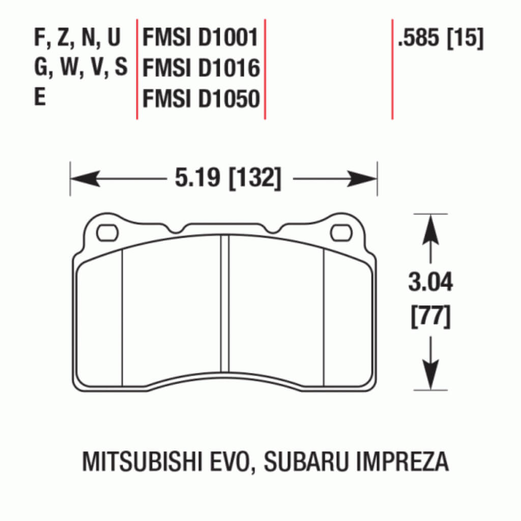 HAWK HB453N.585 Front Brake Pads HP+ for SUBARU Impreza WRX STI 2006-2015 / TOYOTA (GT86 / GR86) / MITSUBISHI Lancer EVO 2003-2014 Photo-5 