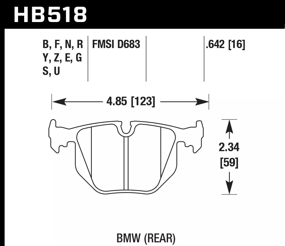 HAWK HB518D.642 Rear Brake Pads ER-1 Endurance Racing for BMW X3 xDrive30i 3.0L 2009-2010 Photo-2 