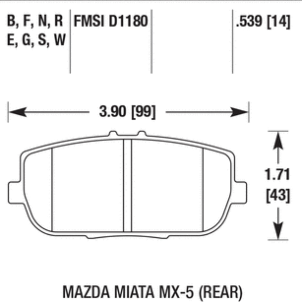 HAWK HB523N.539 Rear Brake Pads HP+ for MAZDA MX-5 (NC / ND) 2005+ Photo-2 