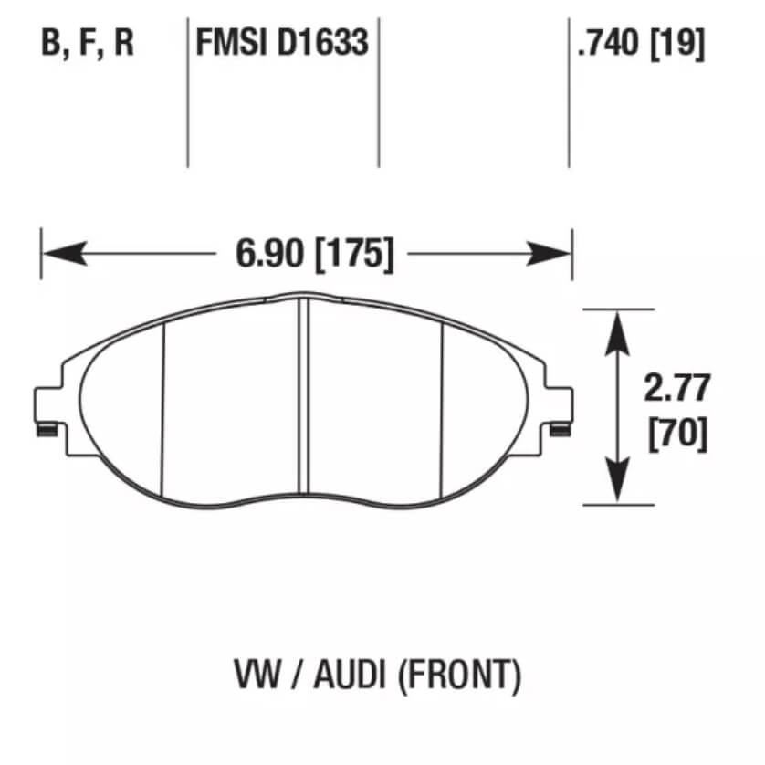 HAWK HB779B.740 Front Brake Pads HPS 5.0 for AUDI TT 2014-2023 / AUDI S3 2012-2020 / VW Golf (R / GTI) 2012+ Photo-3 