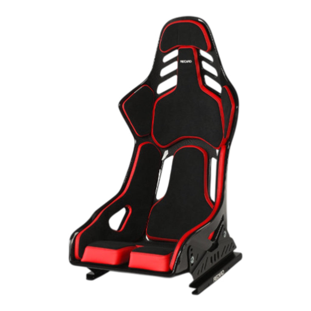 RECARO 078.01.1B22 Race Seat Podium CF Left Side (ABE / FIA 8855-1999), Black Alcantara / Red Leather, Size M  Photo-0