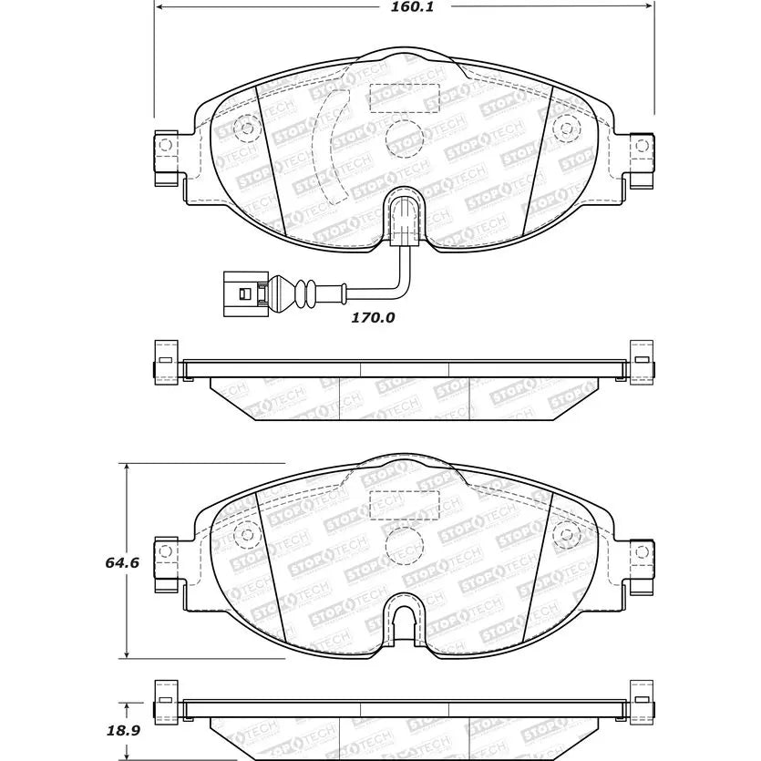 STOPTECH 308.17600 Brake Pads with shims for AUDI A3 (8V), VW GOLF GTI MK7 Photo-5 