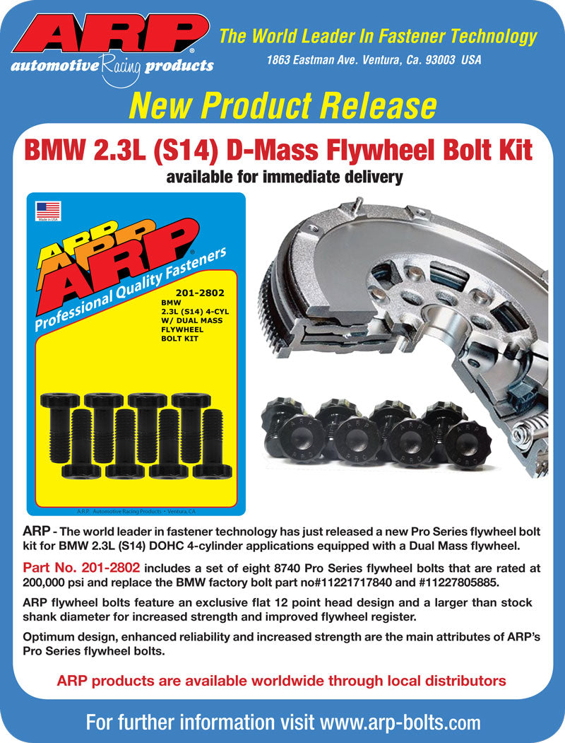 ARP 201-2802 Flywheel Bolt Kit for BMW 2.3L (S14). 28mm UHL. 8 pieces Photo-2 