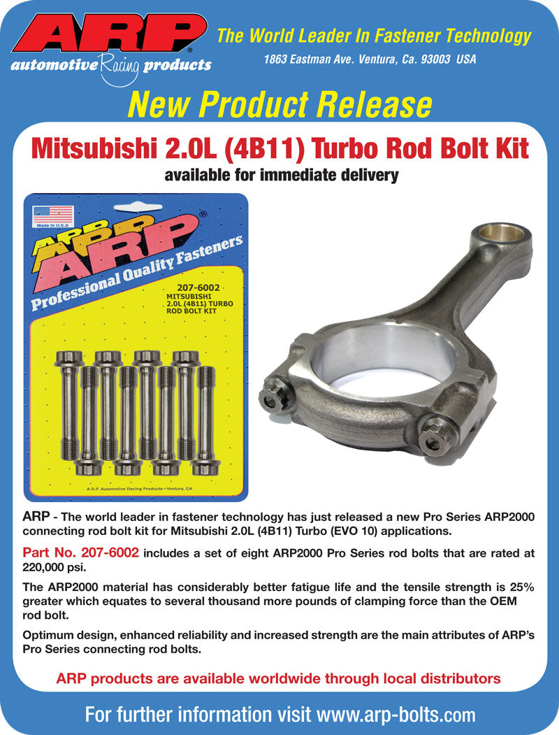 ARP 207-6002 Rod Bolt Kit for Mitsubishi 2.0L (4BIIT) DOHC. 2008 & later Photo-2 